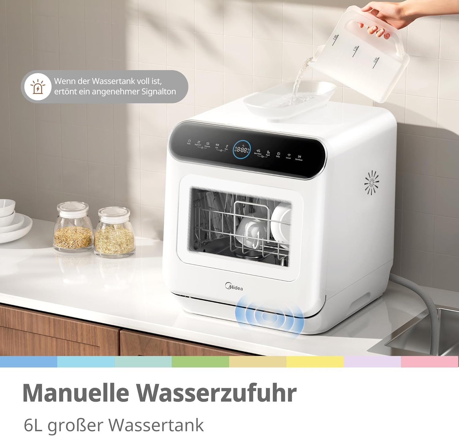 COMFEE’ Mini Plus Table Top Dishwasher – 7+3 Programs, 6L Water Tank, No Plumbing Required