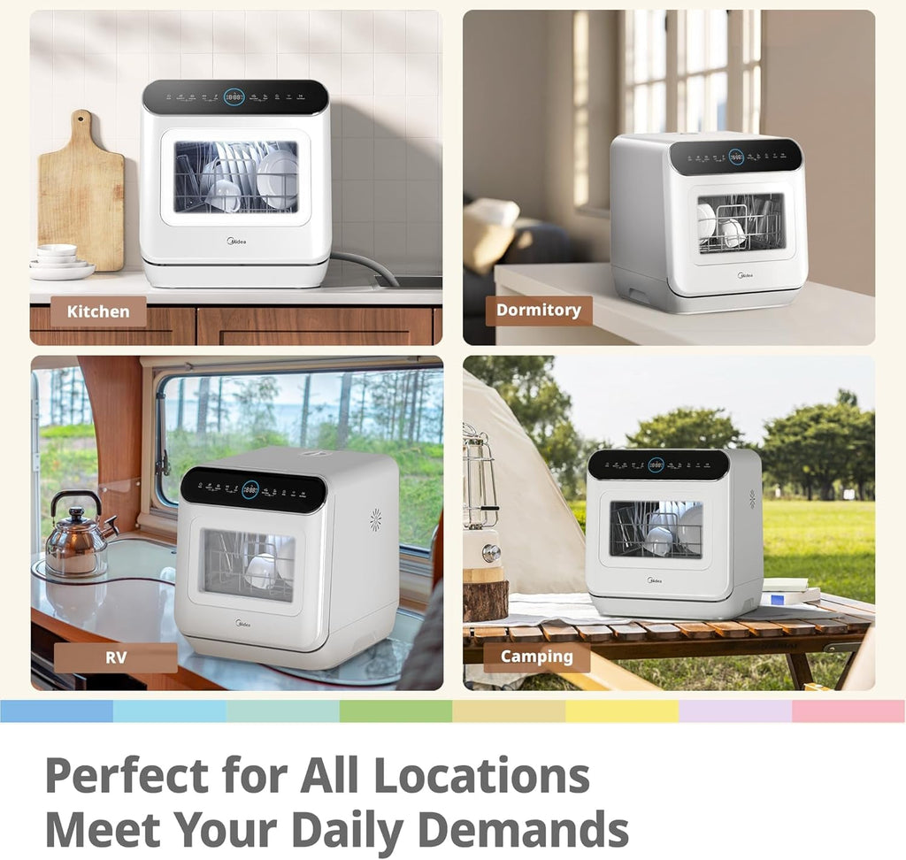 COMFEE’ Mini Plus Table Top Dishwasher – 7+3 Programs, 6L Water Tank, No Plumbing Required